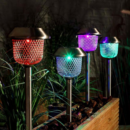 Noma Solar Colour Changing Mesh Stake Lights Set of 4