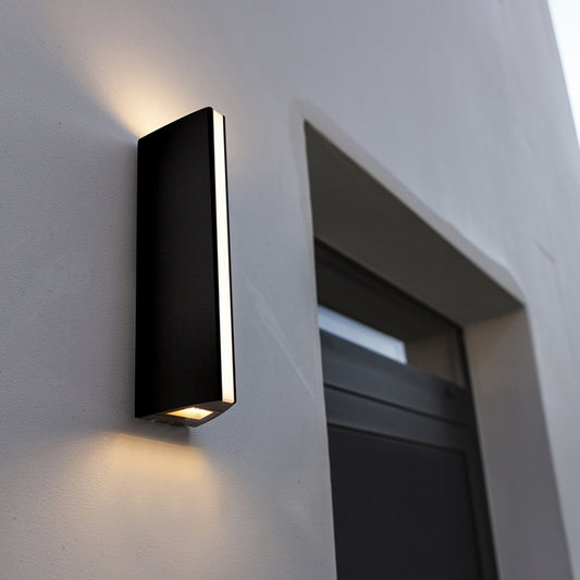 Leo LED Anthracite Outdoor Modern Triangular Up & Down Wall Light