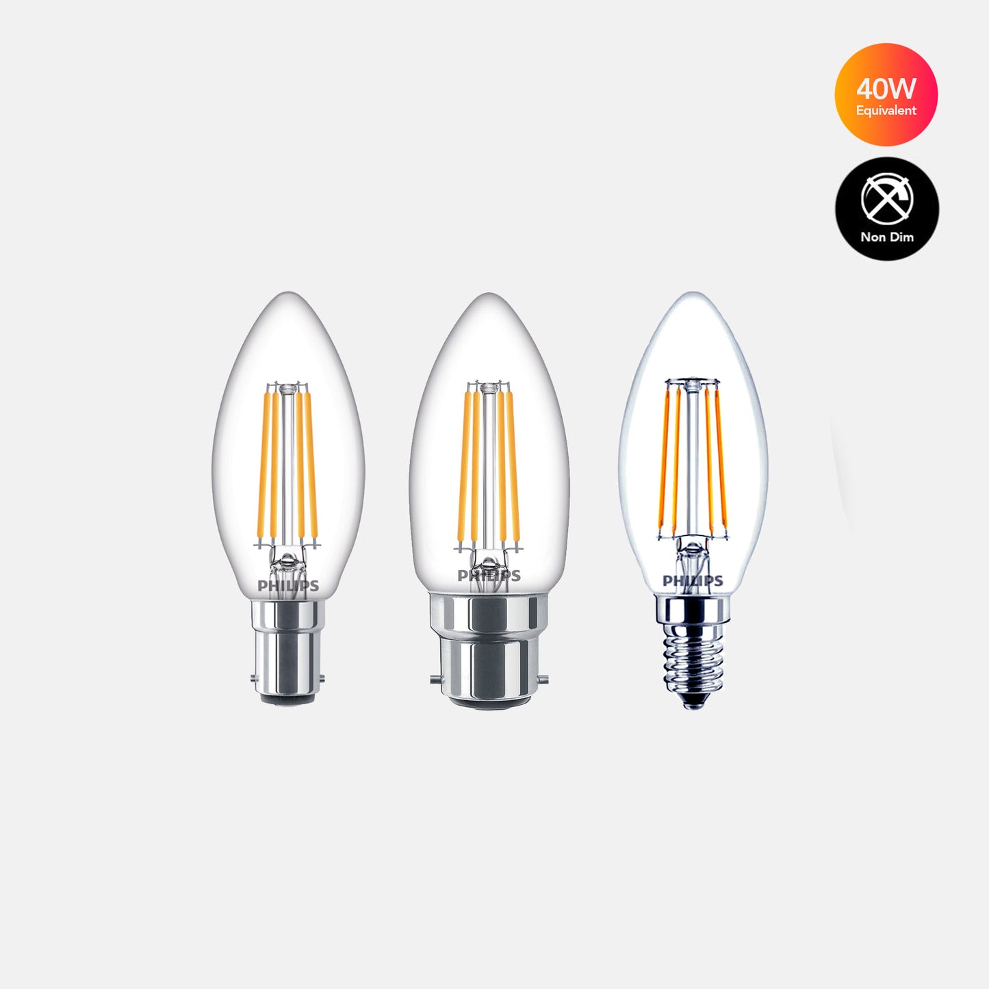 4.3W - 40W LED Candle B15 / B22 / E14 Warm White 2700K