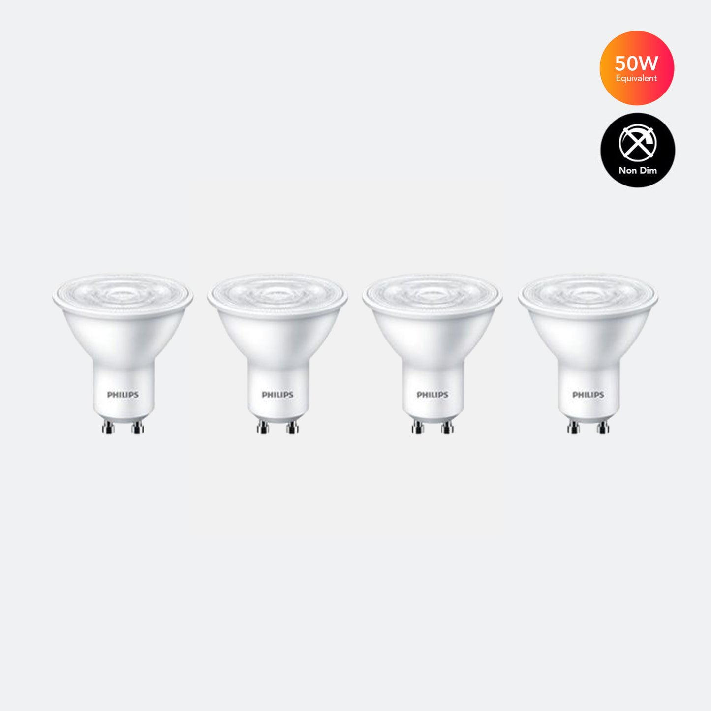 Philips 4.7W LED GU10 Warm White 2700K (4 Pack) Non Dim