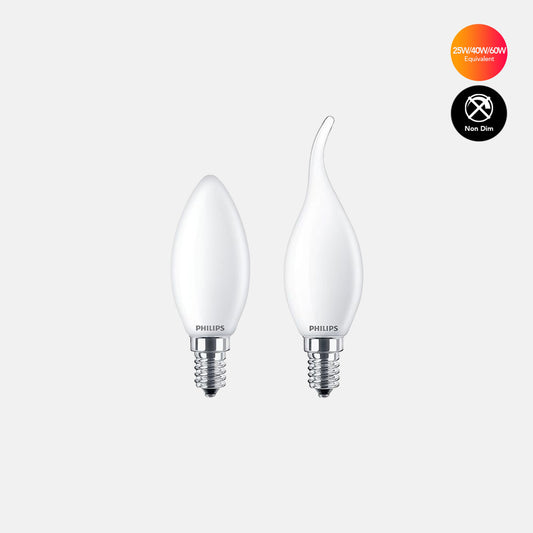 Philips Candle Bulb 2.2w / 4.3W / 6.5W Non Dim 2700K Warm White