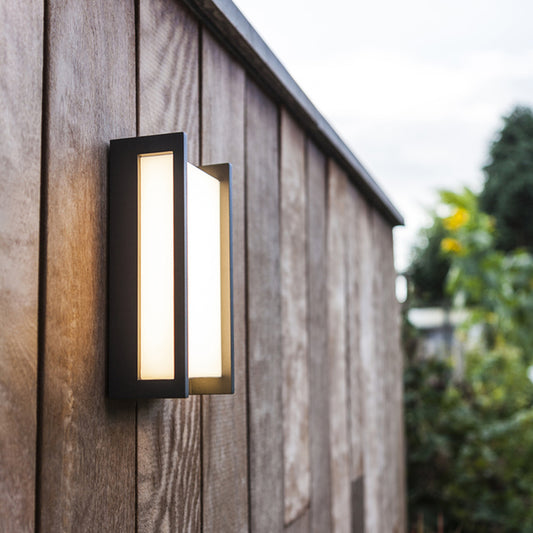 Lutec Qubo LED Anthracite Outdoor Modern Rectangular Flush Wall Light