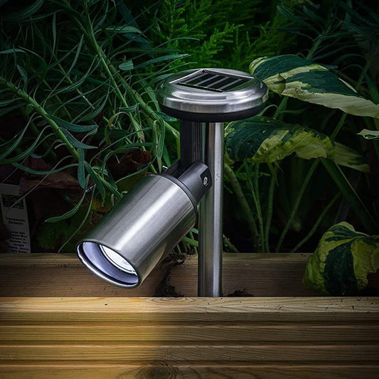 Noma Stainless Steel Silver Spot Pond Path Border Solar Light Garden